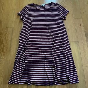 Maroon & White Striped T-shirt Dress sz L